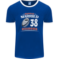 38 Year Wedding Anniversary 38th Rugby Mens Ringer T-Shirt FotL Royal Blue/White