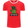 Cactus Can't Touch This Funny Gardening Mens Ringer T-Shirt FotL Red/White