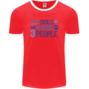 I Like Dogs and Maybe Three People Mens Ringer T-Shirt FotL Red/White