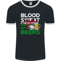 Blood Sweat Rugby and Beers Wales Funny Mens Ringer T-Shirt FotL Black/White