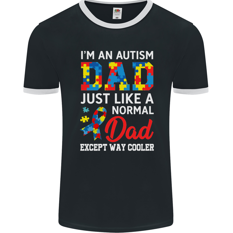 Autism Dad Autistic Fathers Day ASD Mens Ringer T-Shirt FotL Black/White