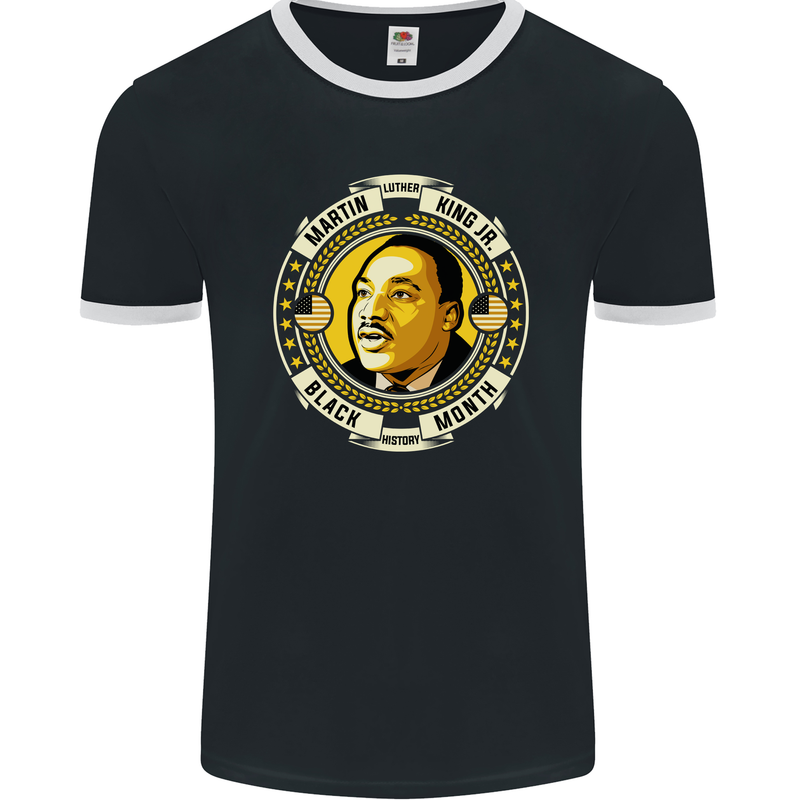 Martin Luther King Black History Month Mens Ringer T-Shirt FotL Black/White