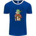 A Frog Playing the Guitar on a Toadstool Mens Ringer T-Shirt FotL Royal Blue/White