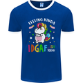 Feeling IDGAF Today Funny Offensive Unicorn Mens Ringer T-Shirt FotL Royal Blue/White