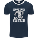 Ice Hockey Players Walk On Water Mens Ringer T-Shirt FotL Navy Blue/White
