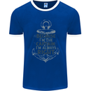 Sailing Captain Narrow Boat Barge Sailor Mens Ringer T-Shirt FotL Royal Blue/White