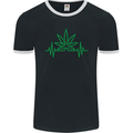 Weed Pulse Heart Cannabis Drugs ECG Mens Ringer T-Shirt FotL Black/White