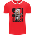 Ski Queen Funny Skiing Mens Ringer T-Shirt Red/White