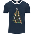 Funny Dog Christmas Tree Mens Ringer T-Shirt FotL Navy Blue/White