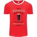 Hellow Darkness My Old Friend Funny Alcohol Mens White Ringer T-Shirt Red/White