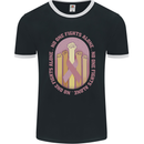 Breast Cancer Awareness Fights Alone Mens Ringer T-Shirt FotL Black/White