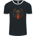 Fallen Angel Skull Demon Wing Flames Mens Ringer T-Shirt FotL Black/White