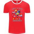 Autism Awareness Embrace Amazing Autistic Mens White Ringer T-Shirt Red/White