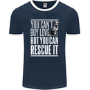 You Can't Buy Love Funny Resue Dog Puppy Mens Ringer T-Shirt FotL Navy Blue/White