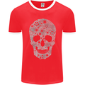 Gear Skull Biker Motorcycle Motorbike Cars Mens Ringer T-Shirt FotL Red/White