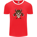 Viking Skull With Axes and Helmet Mens Ringer T-Shirt FotL Red/White
