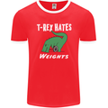 T-Rex Hates Weights Funny Gym Training Top Mens Ringer T-Shirt FotL Red/White