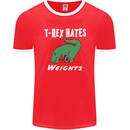 T-Rex Hates Weights Funny Gym Training Top Mens Ringer T-Shirt FotL Red/White