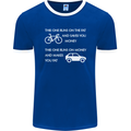 Cycling v's Cars Cyclist Environment Funny Mens Ringer T-Shirt FotL Royal Blue/White