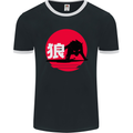 Japanese Wolf Japan Mens Ringer T-Shirt FotL Black/White