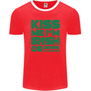Kiss Me I'm Irish or Drunk St Patricks Day Mens Ringer T-Shirt FotL Red/White