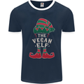 The Vegan Elf Funny Christmas Xmas Mens Ringer T-Shirt FotL Navy Blue/White