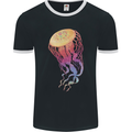 Colourful Jellyfish Ocean Life Mens Ringer T-Shirt FotL Black/White