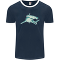 A Hammerhead Shark Mens Ringer T-Shirt FotL Navy Blue/White