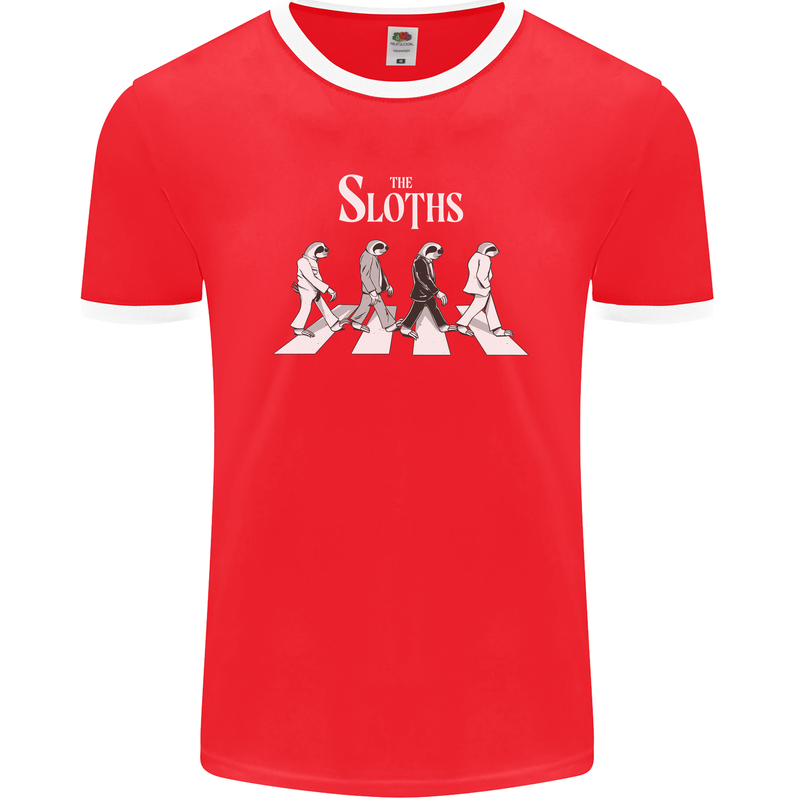 The Sloths Funny Music Parody Mens Ringer T-Shirt FotL Red/White