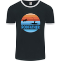 The Rodfather Funny Fishing Rod Father Mens Ringer T-Shirt FotL Black/White