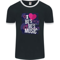 I Love 80s 90s Music Pop Rock Acid House Mens Ringer T-Shirt FotL Black/White