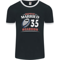 35 Year Wedding Anniversary 35th Rugby Mens Ringer T-Shirt FotL Black/White