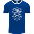 Full Throttle Motorcycle Biker Motorbike Mens Ringer T-Shirt FotL Royal Blue/White