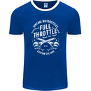 Full Throttle Motorcycle Biker Motorbike Mens Ringer T-Shirt FotL Royal Blue/White