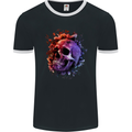 Skull With Spider Flowers and Spider Mens Ringer T-Shirt FotL Black/White