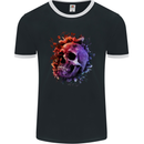 Skull With Spider Flowers and Spider Mens Ringer T-Shirt FotL Black/White