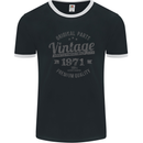 Vintage Year 52nd Birthday 1971 Mens Ringer T-Shirt FotL Black/White