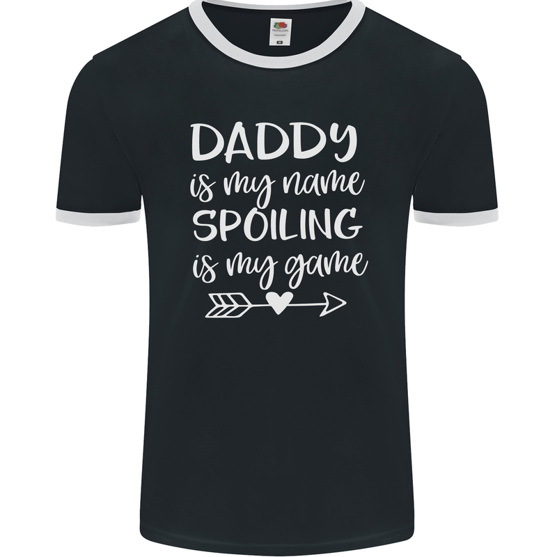 Father's Day Daddy Is My Name Funny Dad Mens Ringer T-Shirt FotL Black/White