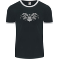 St Georges Day Roman Skull Wings Panther Mens Ringer T-Shirt FotL Black/White