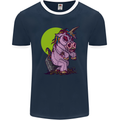 A Zombie Unicorn Funny Halloween Horror Mens Ringer T-Shirt FotL Navy Blue/White