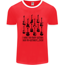 I Have Too Many Guitars Funny Guitarist Mens White Ringer T-Shirt Red/White
