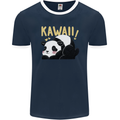 Kawaii Panda Bear Cute Mens Ringer T-Shirt FotL Navy Blue/White