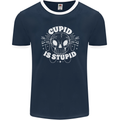 Cupid Is Stupid Funny Anti Valentines Day Mens Ringer T-Shirt FotL Navy Blue/White