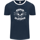 Cupid Is Stupid Funny Anti Valentines Day Mens Ringer T-Shirt FotL Navy Blue/White