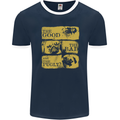 The Good the Bad the Pugly Funny Pug Mens Ringer T-Shirt FotL Navy Blue/White