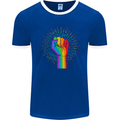 LGBT Fist Gay Pride Day Awareness Mens Ringer T-Shirt FotL Royal Blue/White