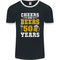 50th Birthday 50 Year Old Funny Alcohol Mens Ringer T-Shirt FotL Black/White