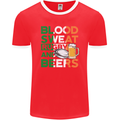 Blood Sweat Rugby and Beers Ireland Funny Mens Ringer T-Shirt FotL Red/White