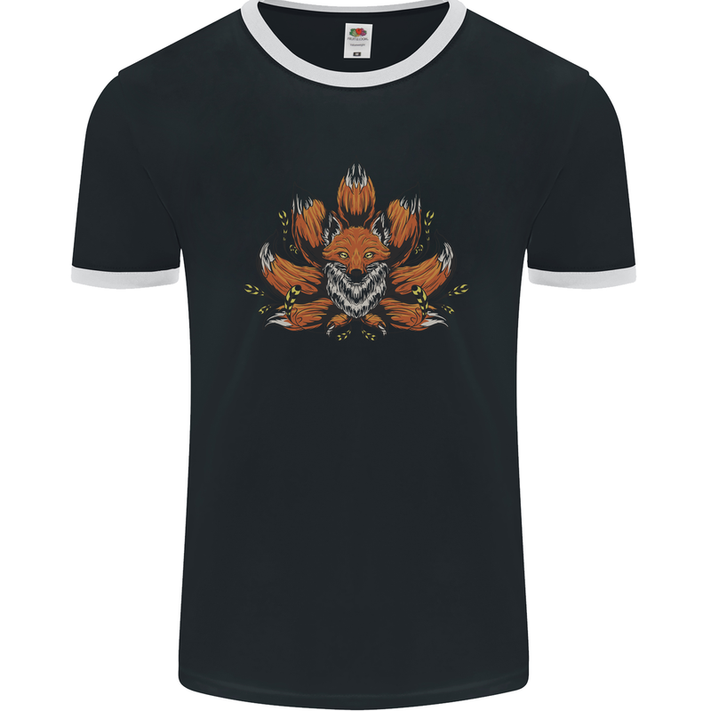 A Trippy Fox With Seven Tails Mens Ringer T-Shirt FotL Black/White