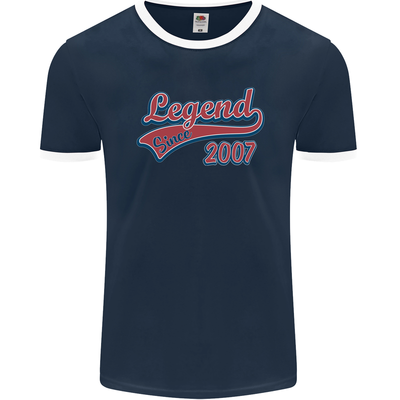 Legend Since 16th Birthday 2007 Mens Ringer T-Shirt FotL Navy Blue/White